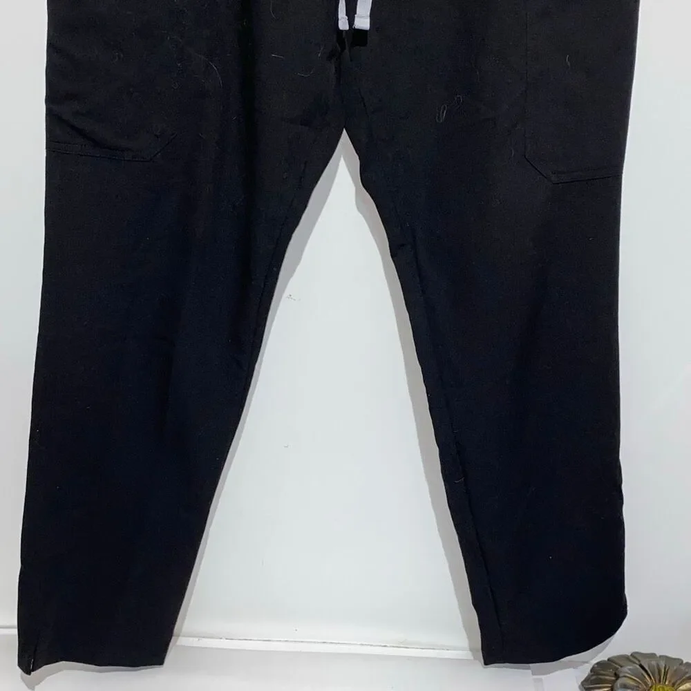 FIGS Men's Black Technical Medical Drawstring Cargo Stretch Scrub Pants‎ Large